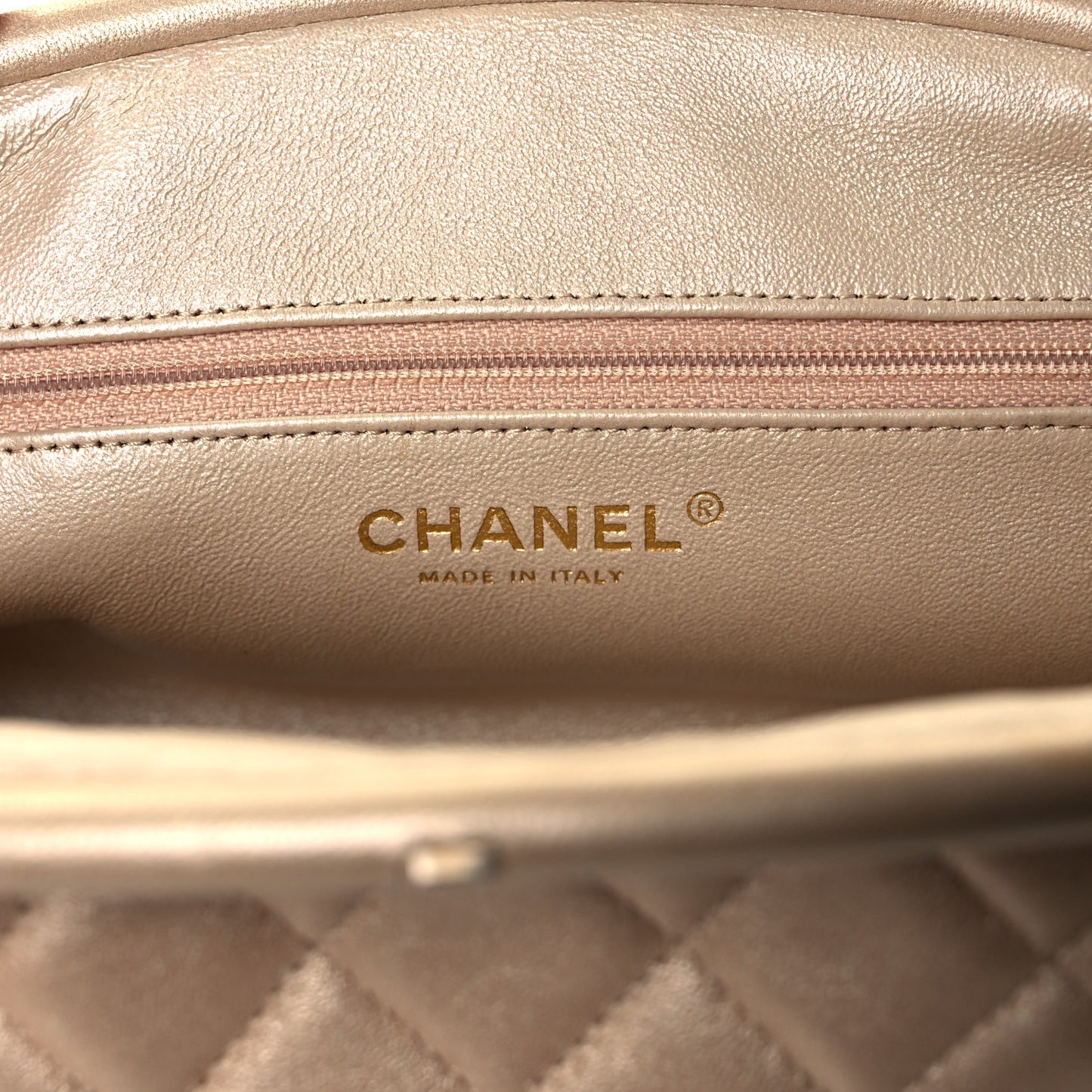 Metallic Lambskin Quilted Timeless Clutch Gold