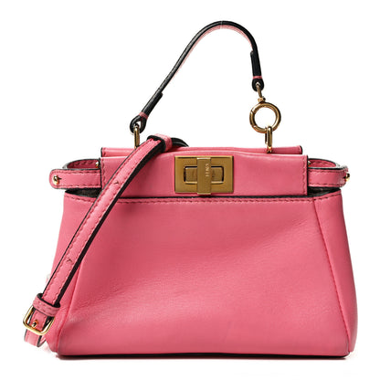 Fendi Shiny Nappa Micro Peekaboo Iconic Satchel Rosa Fluo 1 of 8