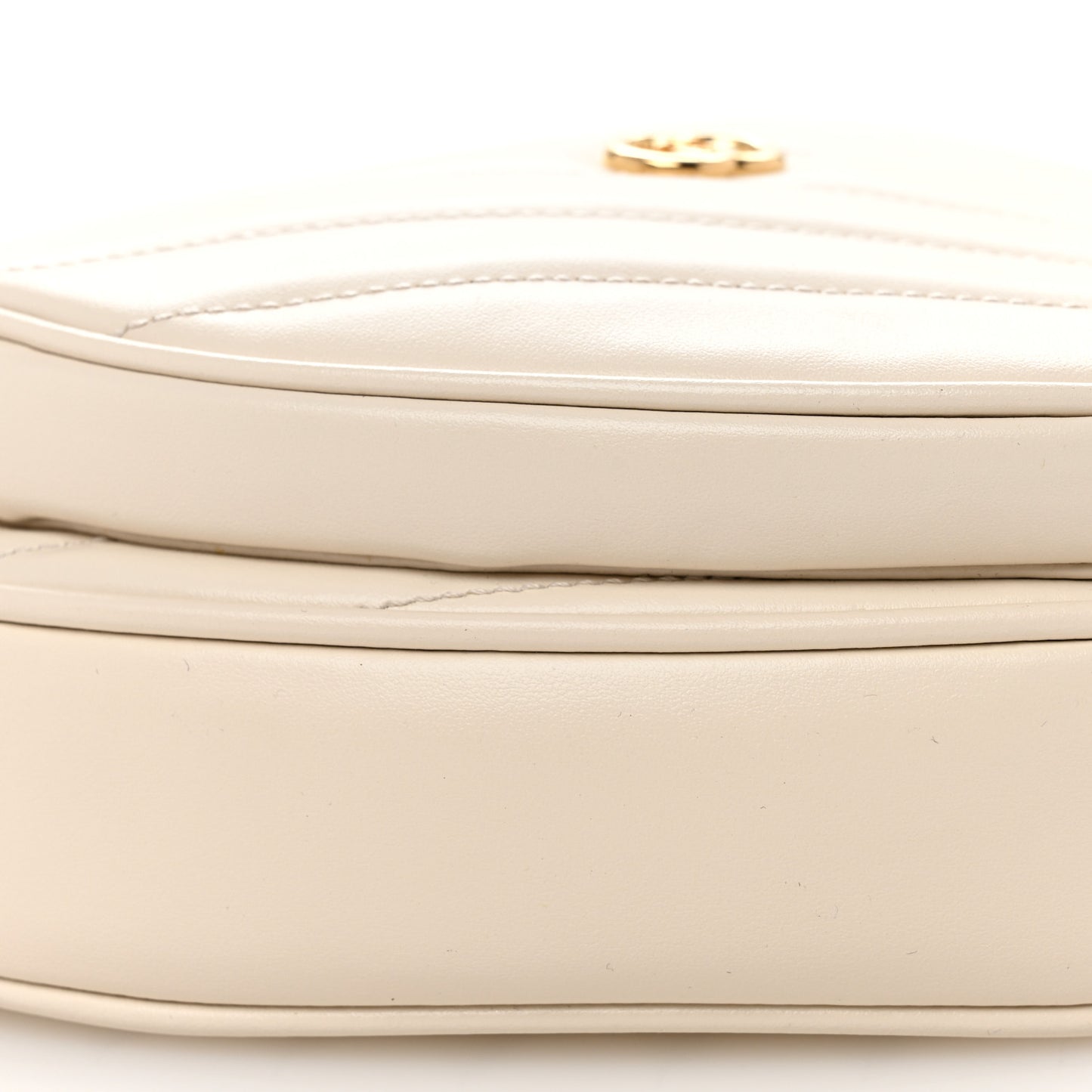 Calfskin Matelasse Diagonal Mini Interlocking G Heart Shoulder Bag Mystic White