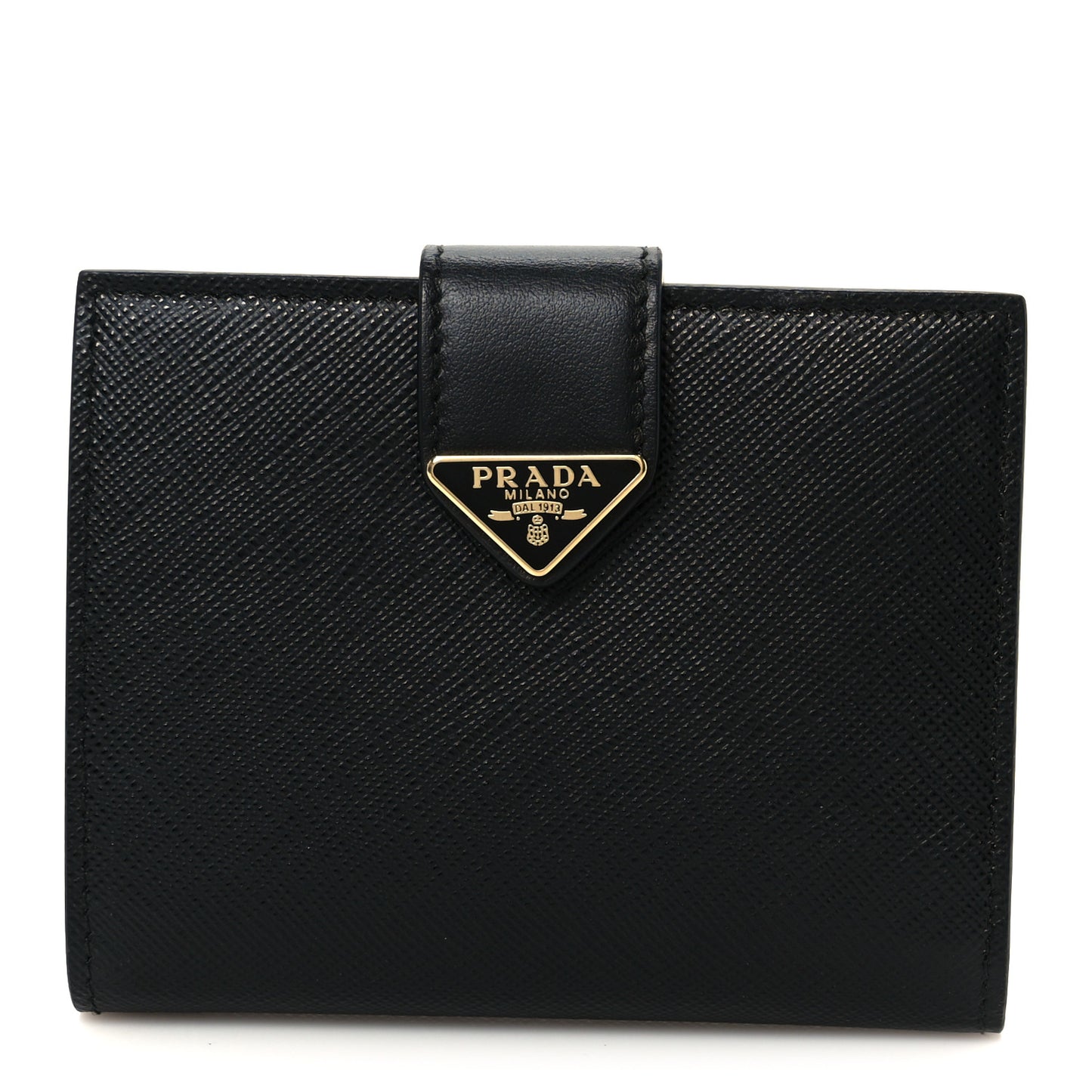 Saffiano Small Triangle Bi-Fold Tab Wallet Black