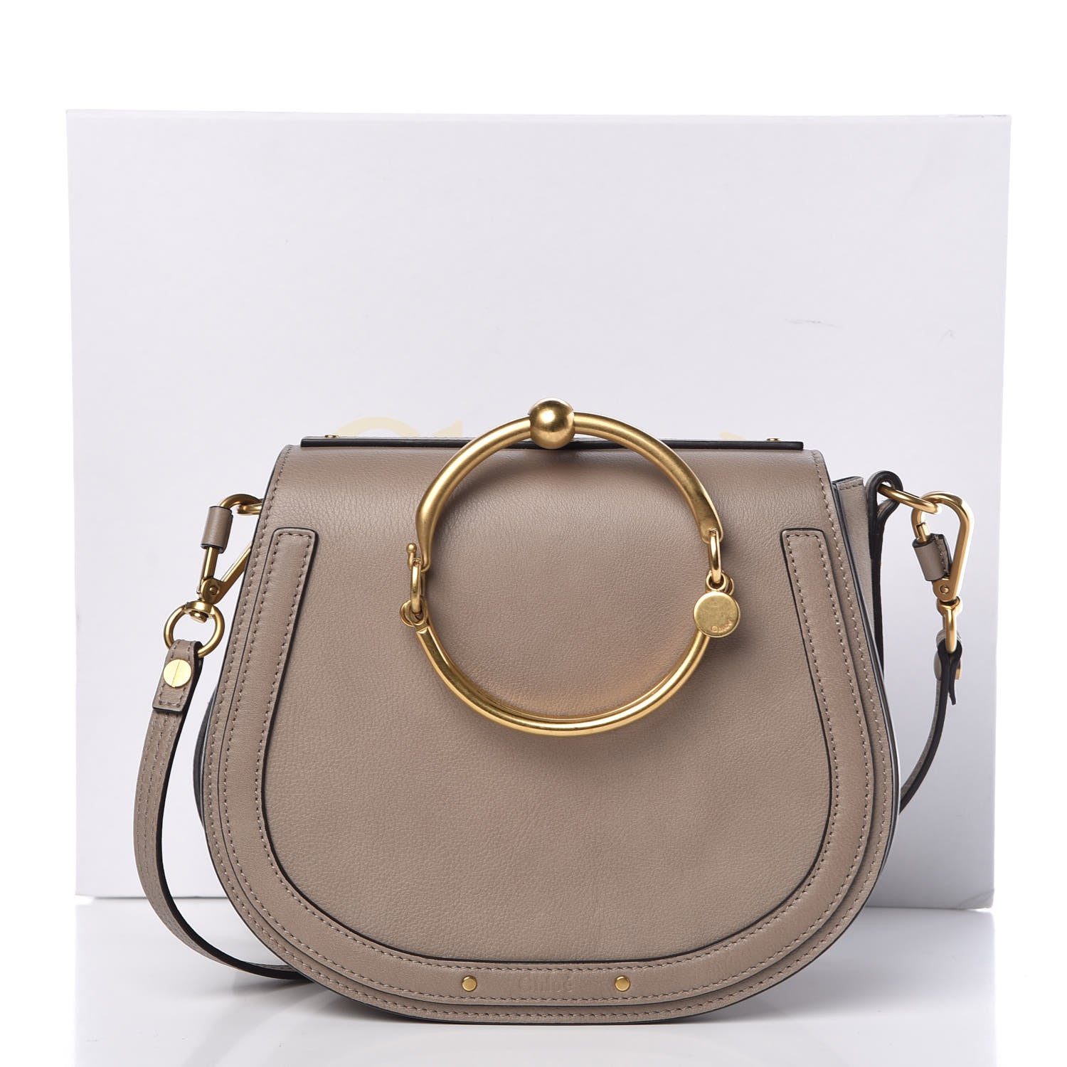 Chloe Calfskin Suede Medium Nile Bracelet Bag Motty Grey 12 of 12