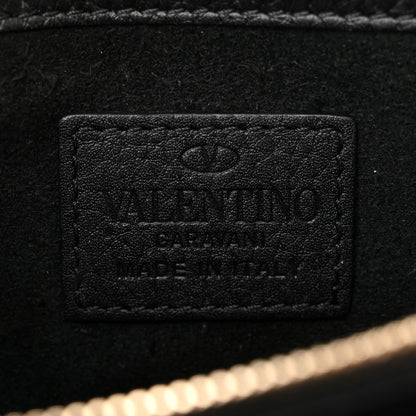 Valentino Garavani Pebbled Calfskin Rockstud Wallet On Chain Black 6 of 13