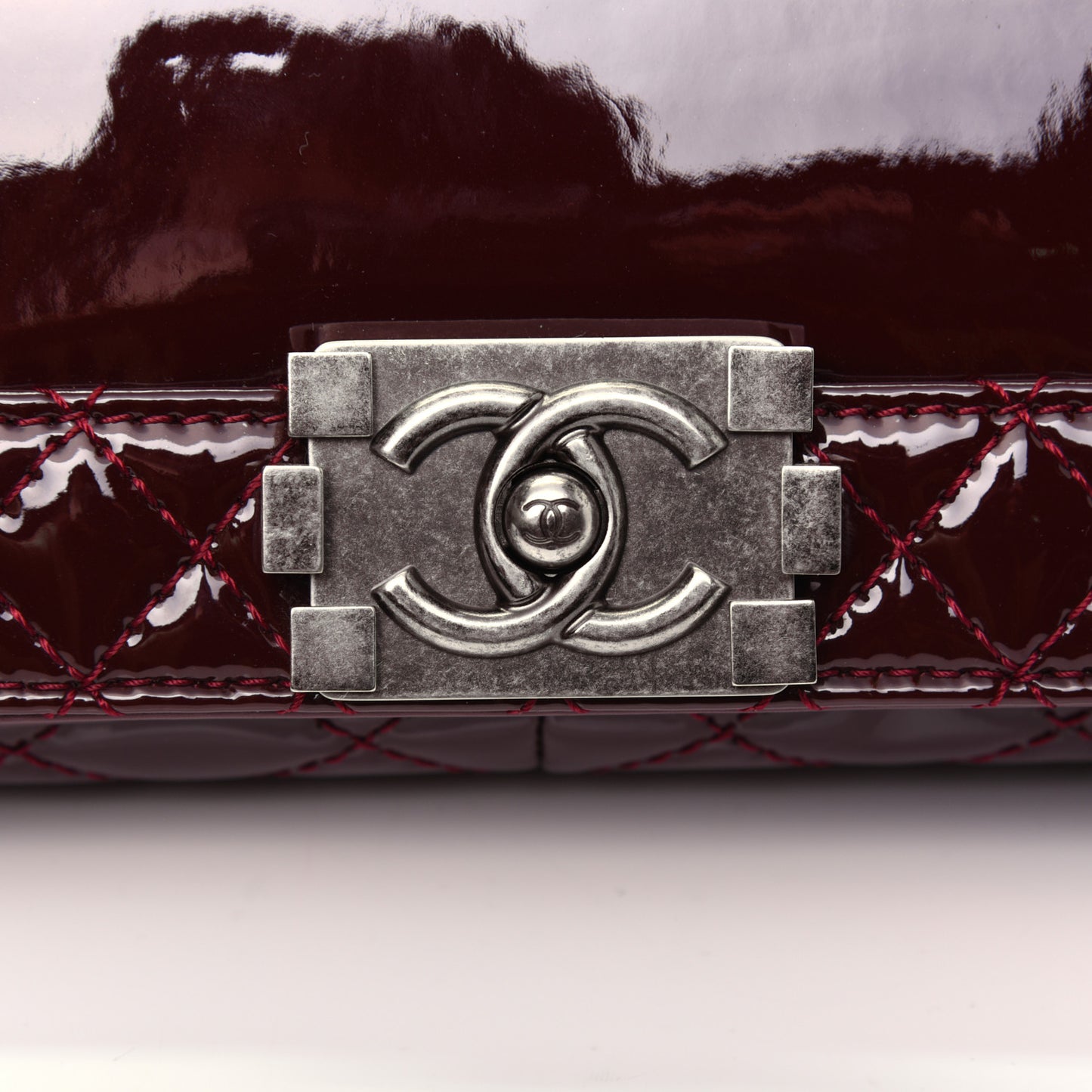 Patent Large Boy Reverso Flap Burgundy