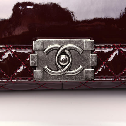 Chanel Patent Large Boy Reverso Flap Burgundy 12 of 13