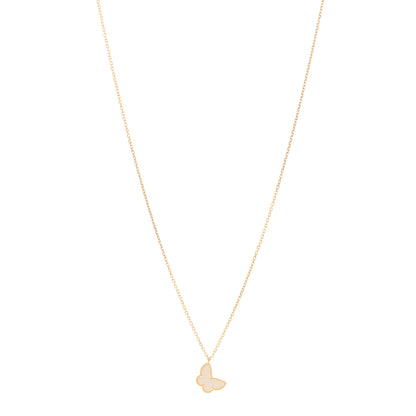 Van Cleef & Arpels 18K Yellow Gold Mother of Pearl Sweet Alhambra Butterfly Pendant Necklace 1 of 5