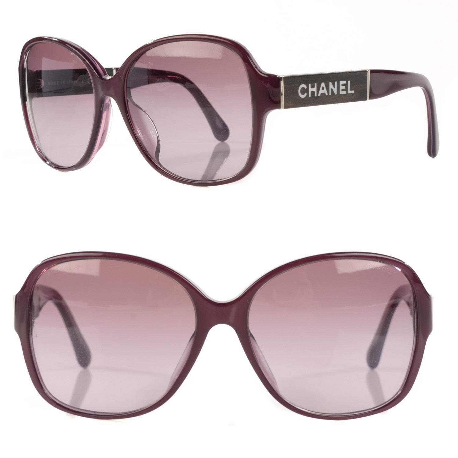 Chanel Wood CC Sunglasses 5198-H-A Purple 1 of 6