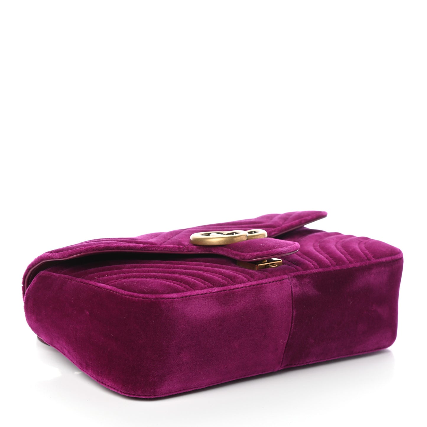 Velvet Matelasse Small GG Marmont Shoulder Bag Fuchsia Violet Cyclamen