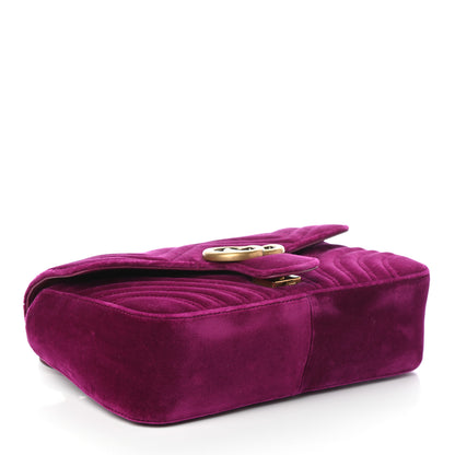 Gucci Velvet Matelasse Small GG Marmont Shoulder Bag Fuchsia Violet Cyclamen 4 of 9