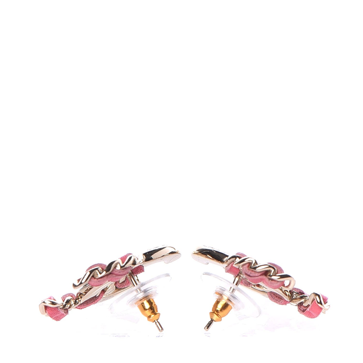 Chanel Crystal Baguette Lambskin Large CC Earrings Gold Pink 3 of 5