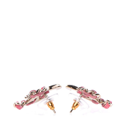 Chanel Crystal Baguette Lambskin Large CC Earrings Gold Pink 3 of 5