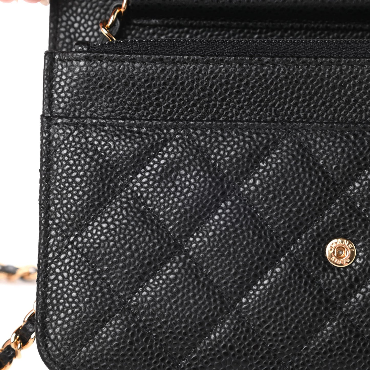 Caviar Quilted Wallet On Chain WOC Black