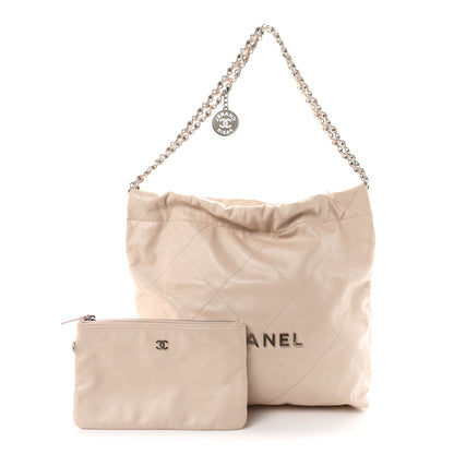 Chanel Shiny Calfskin Quilted Small Chanel 22 Ecru 3 of 11