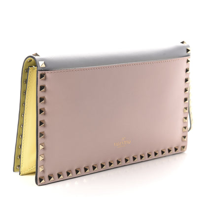 Valentino Garavani Nappa Watercolor Rockstud Wristlet Clutch Rose Green Yellow Sky 3 of 9