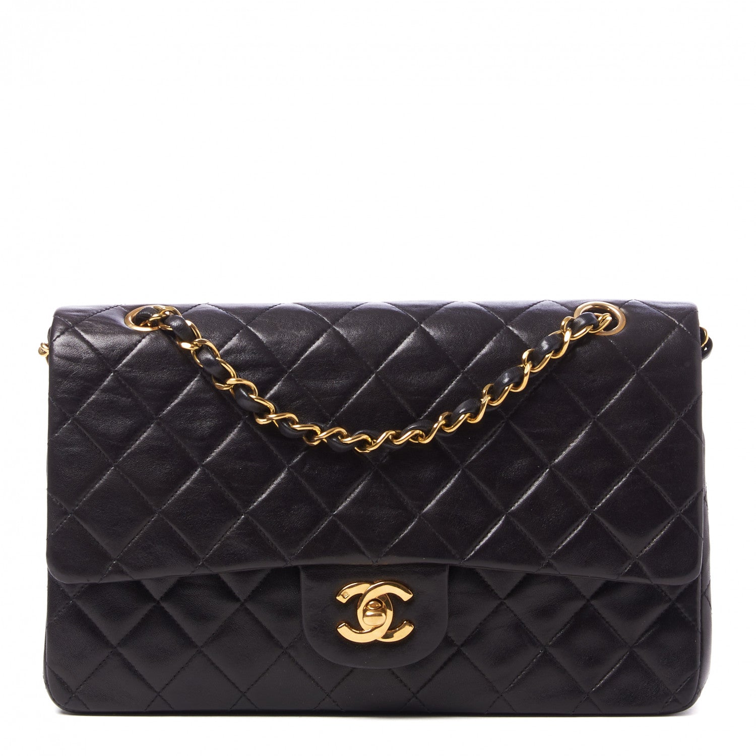 Chanel Lambskin Quilted Medium Double Flap Black 1 of 9