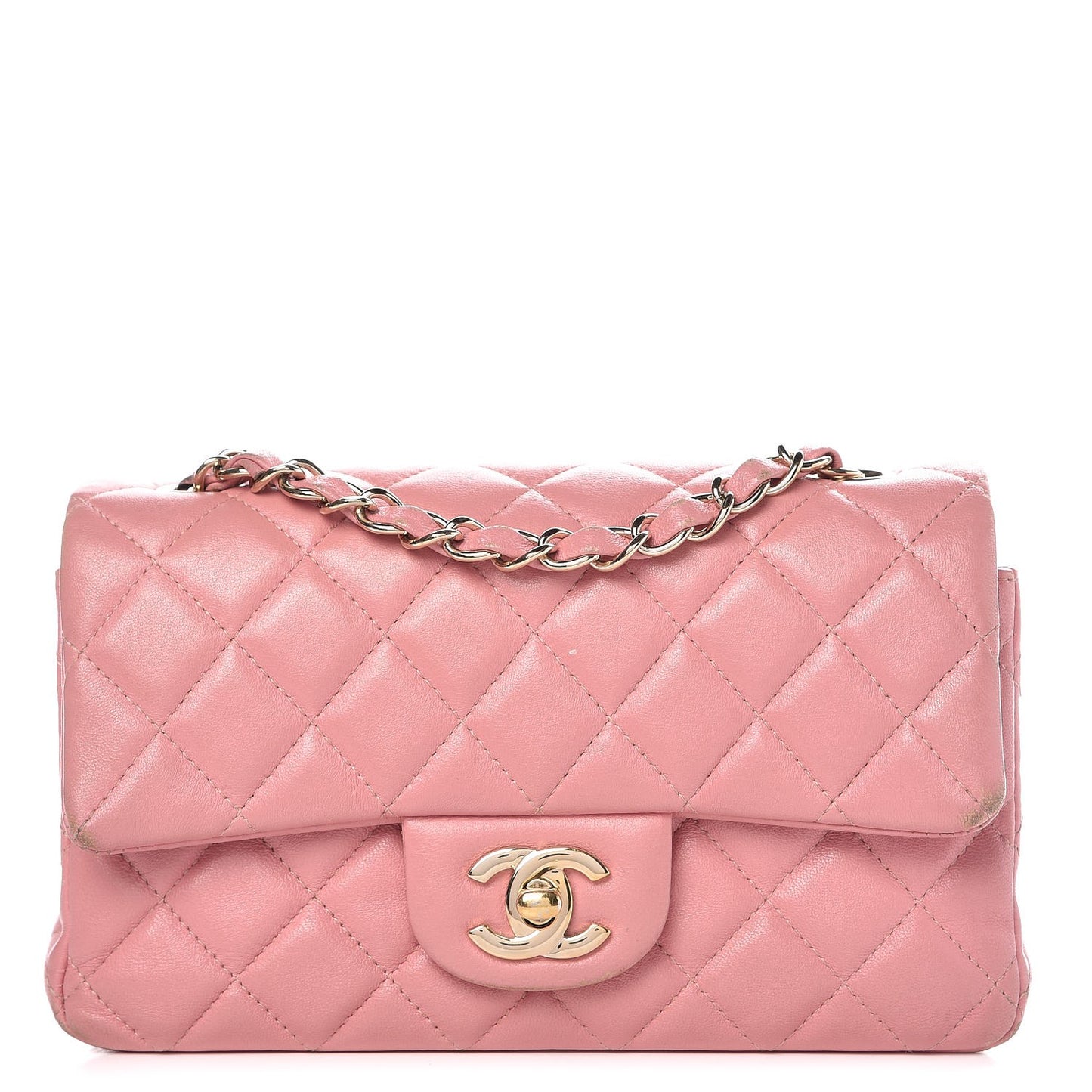 Lambskin Quilted Mini Rectangular Flap Pink
