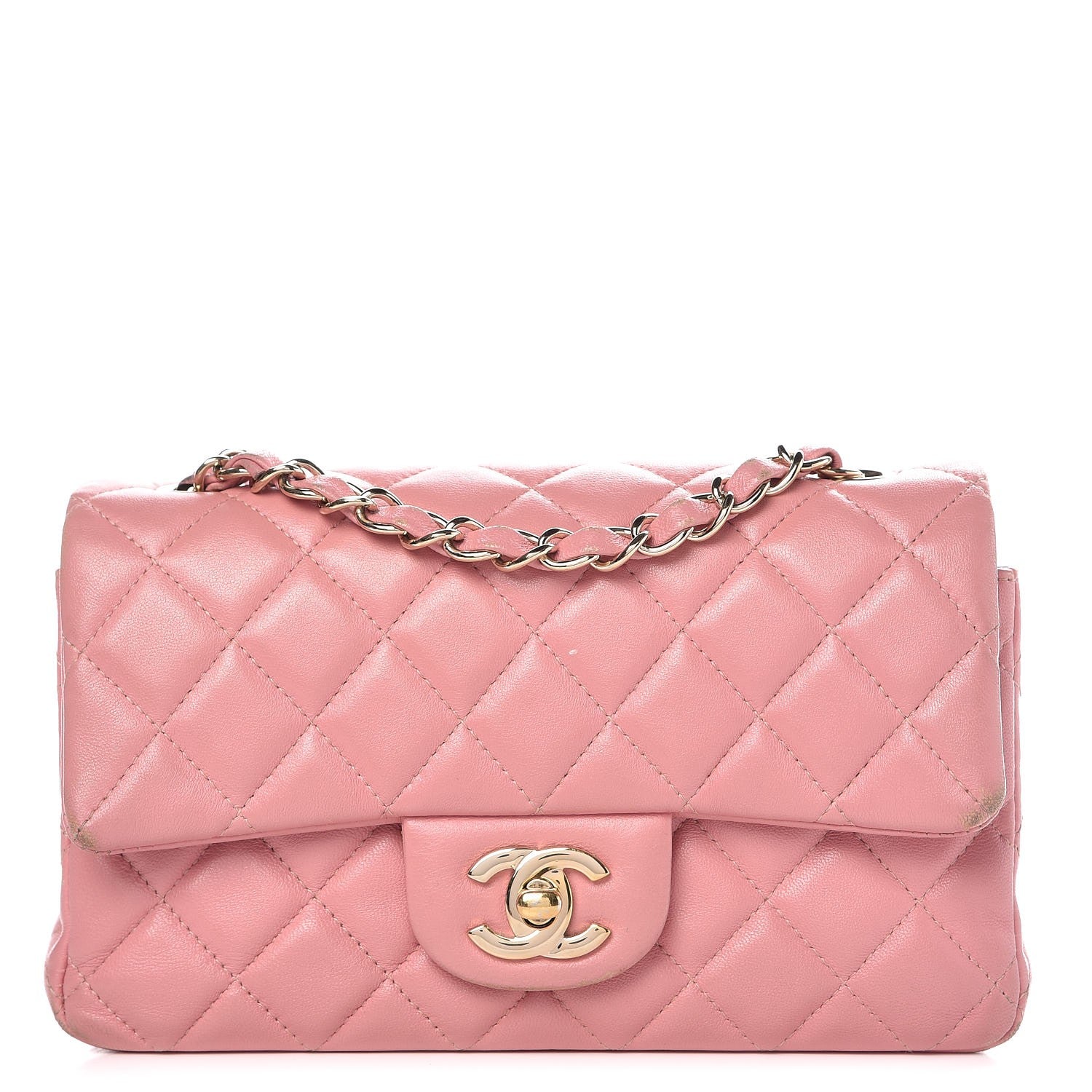 Chanel Lambskin Quilted Mini Rectangular Flap Pink 1 of 17