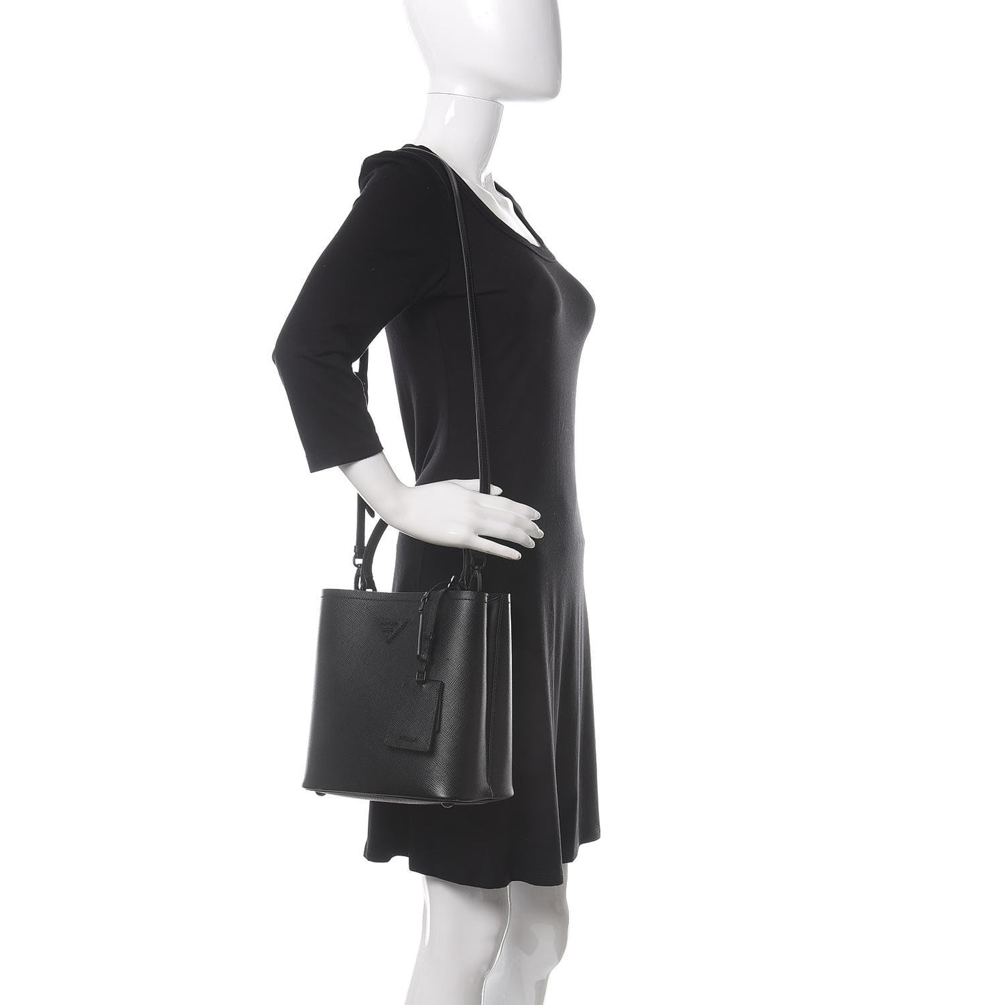 Saffiano Cuir Medium Panier Bucket Bag Black