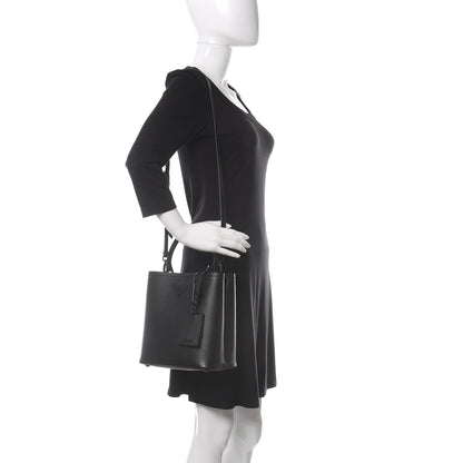 Prada Saffiano Cuir Medium Panier Bucket Bag Black 2 of 9