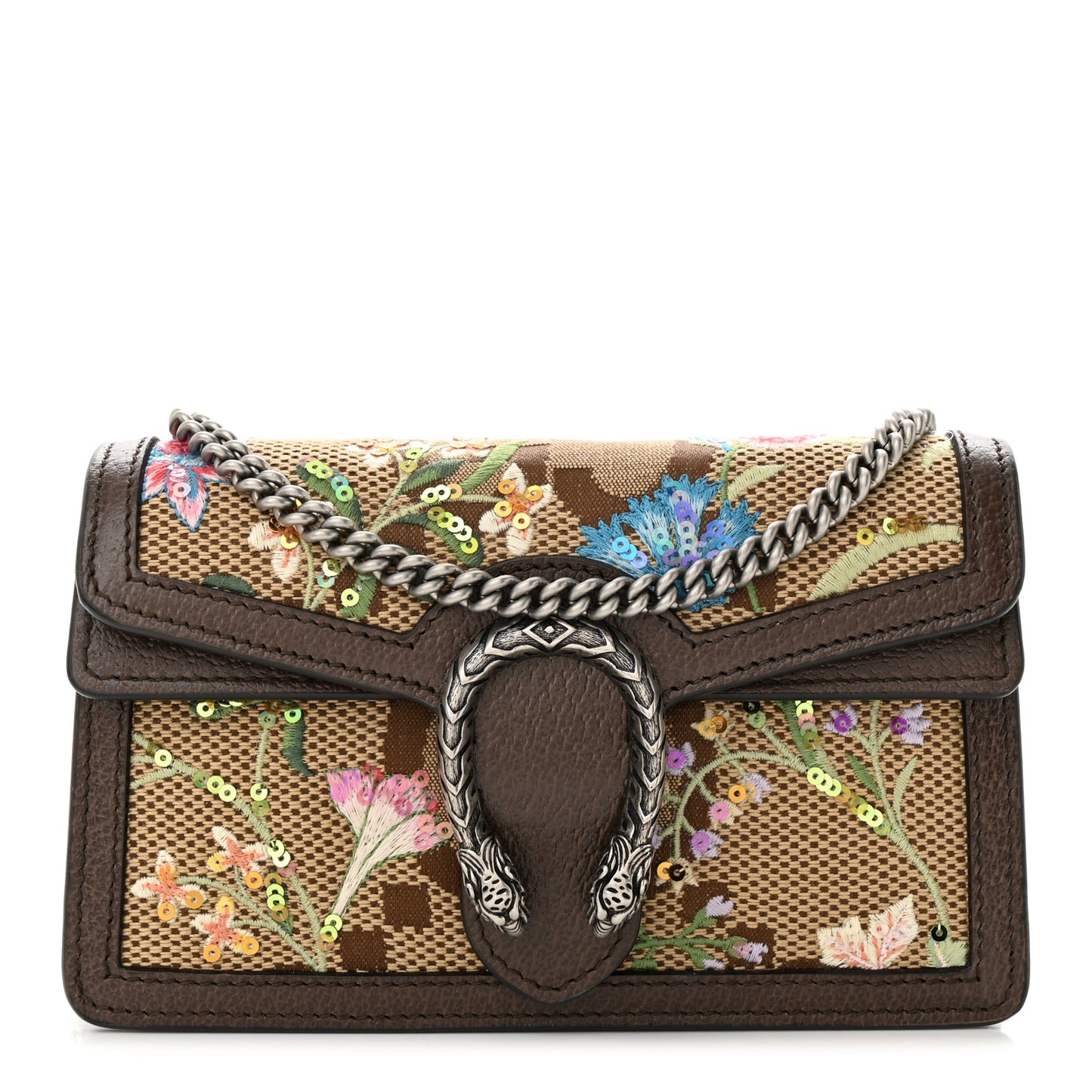 Monogram Jumbo GG Textured Dollar Calfskin Embroidered Super Mini Dionysus Shoulder Bag Camel Ebony New Acero Multicolor