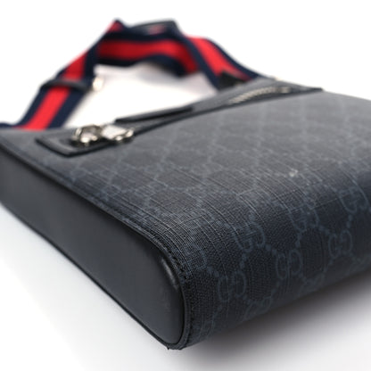 Gucci GG Supreme Monogram Web Small Flat Messenger Bag Black Grey 8 of 10