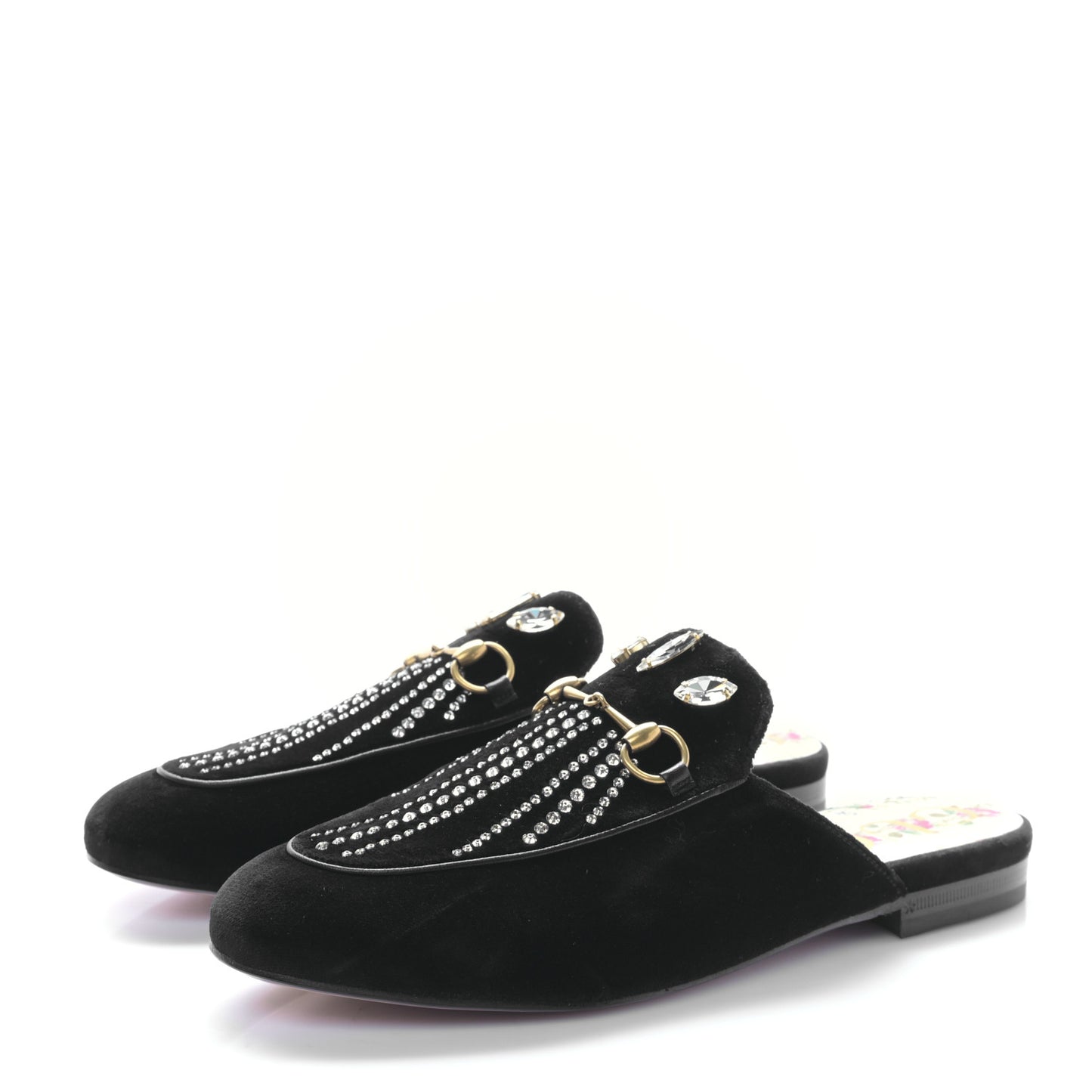 Velvet Marquise Crystals Womens Princetown Slippers 39 Black