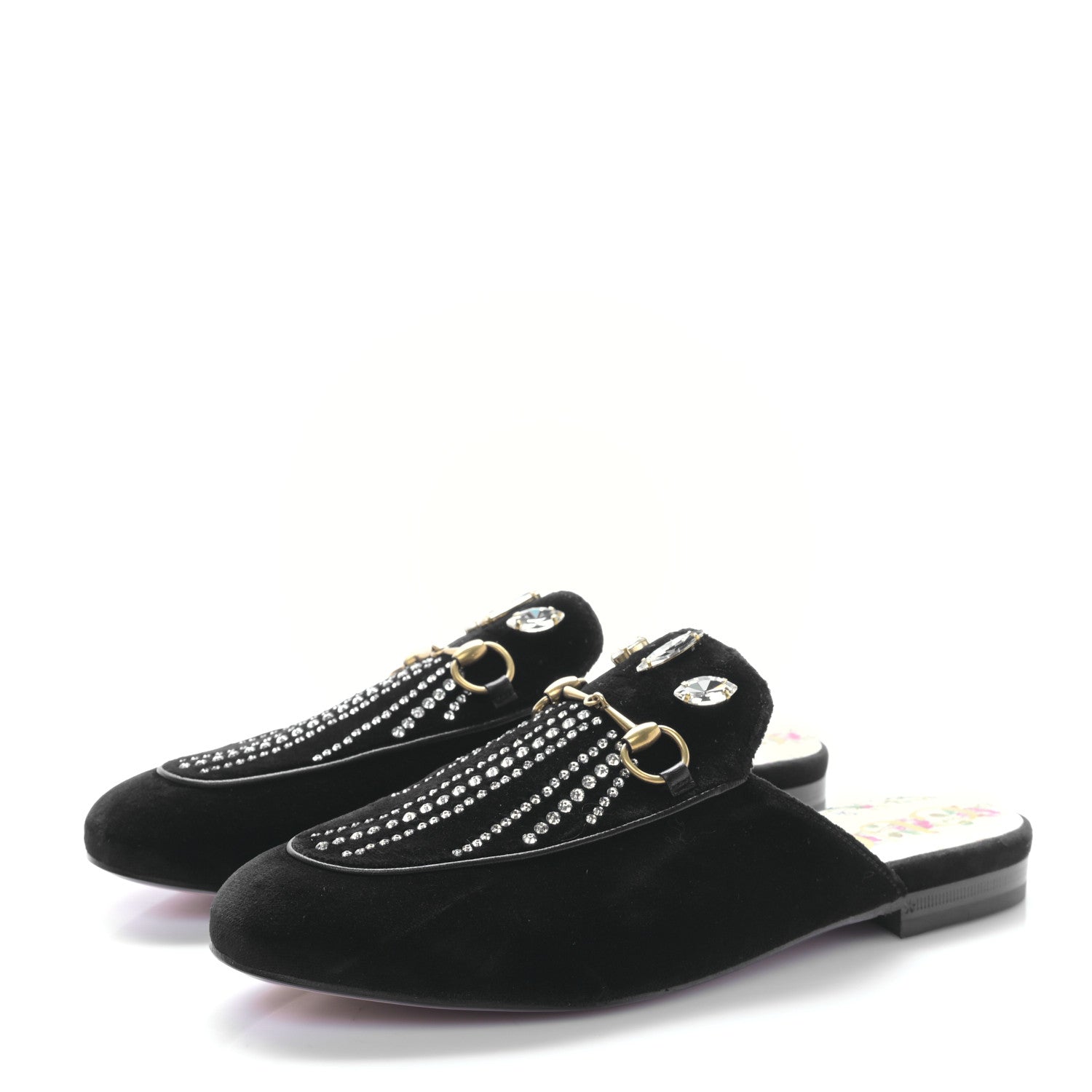 Gucci Velvet Marquise Crystals Womens Princetown Slippers 39 Black 3 of 8