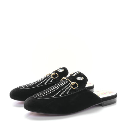 Gucci Velvet Marquise Crystals Womens Princetown Slippers 39 Black 3 of 8