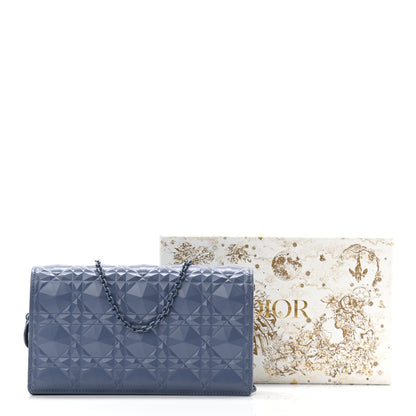 Christian Dior Calfskin Cannage Diamond Lady Dior Chain Wallet Blue 20 of 21