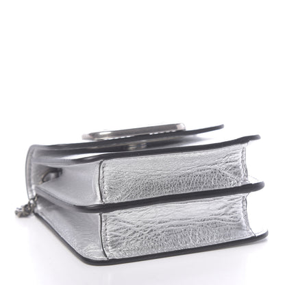 Valentino Garavani Metallic Calfskin Vlogo Compact Wallet with Chain Silver 4 of 12
