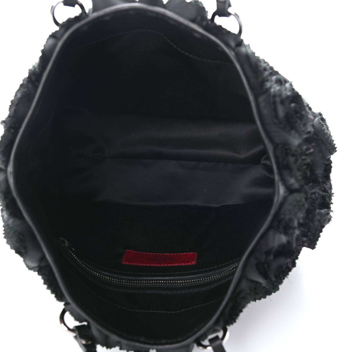 Nappa Floral Applique Tote Bag Black