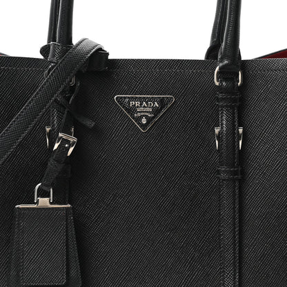 Prada Saffiano Cuir Large Double Bag Black Fuoco 7 of 9