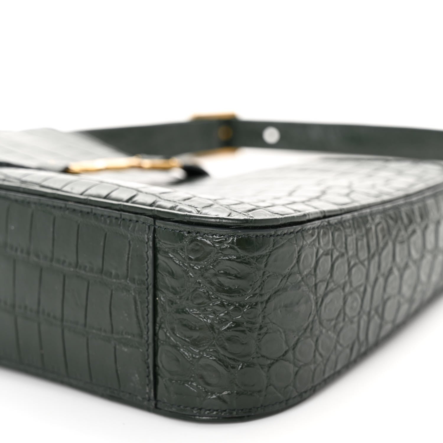 Saint Laurent Calfskin Crocodile Embossed LE 5 A 7 Hobo New Vert Fonce 9 of 9