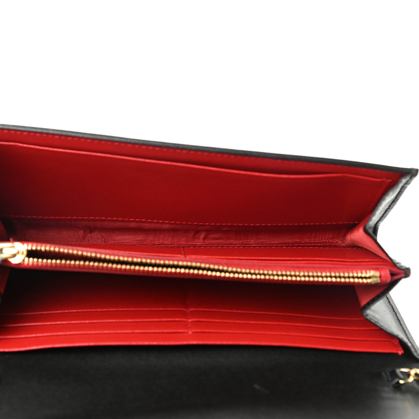 Calfskin City Wallet On Chain Black Lipstick