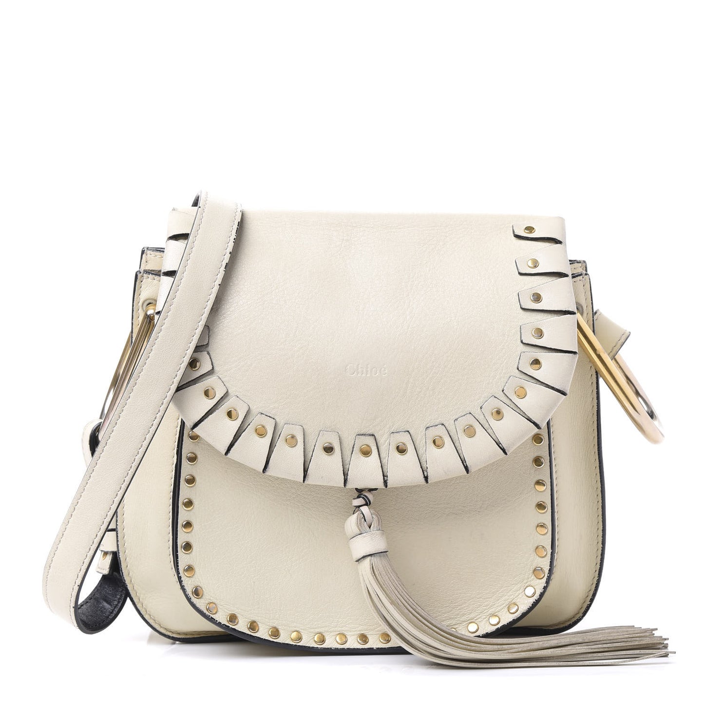 Calfskin Small Hudson Shoulder Bag Lace White