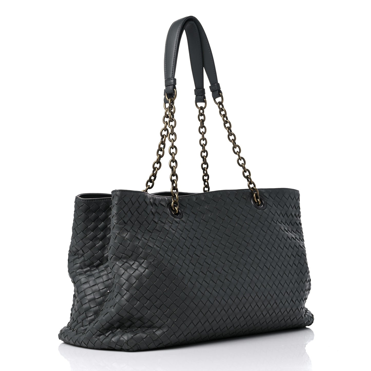 Nappa Intrecciato Large Classic Chain Strap Tote Grey