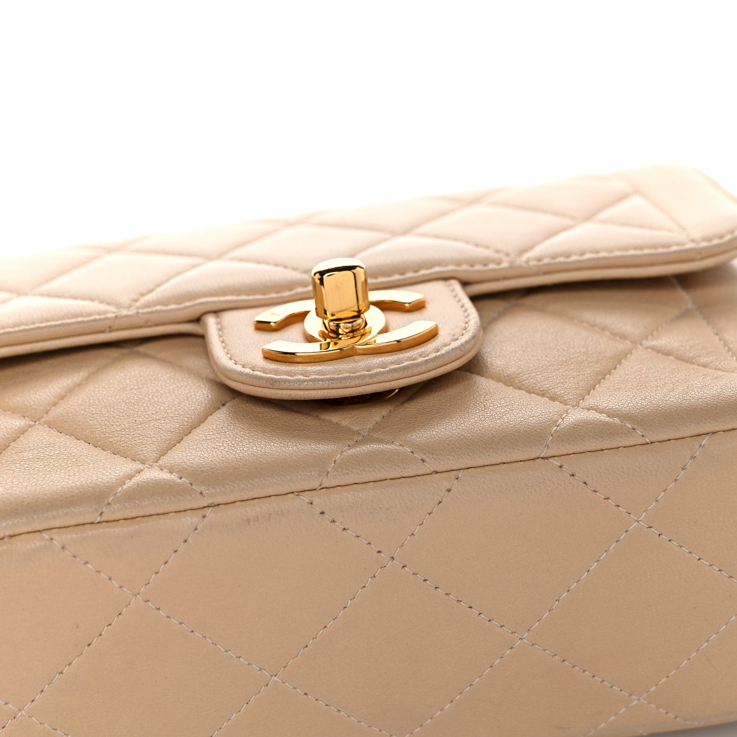 Chanel Lambskin Quilted Mini Square Flap Beige 26 of 26