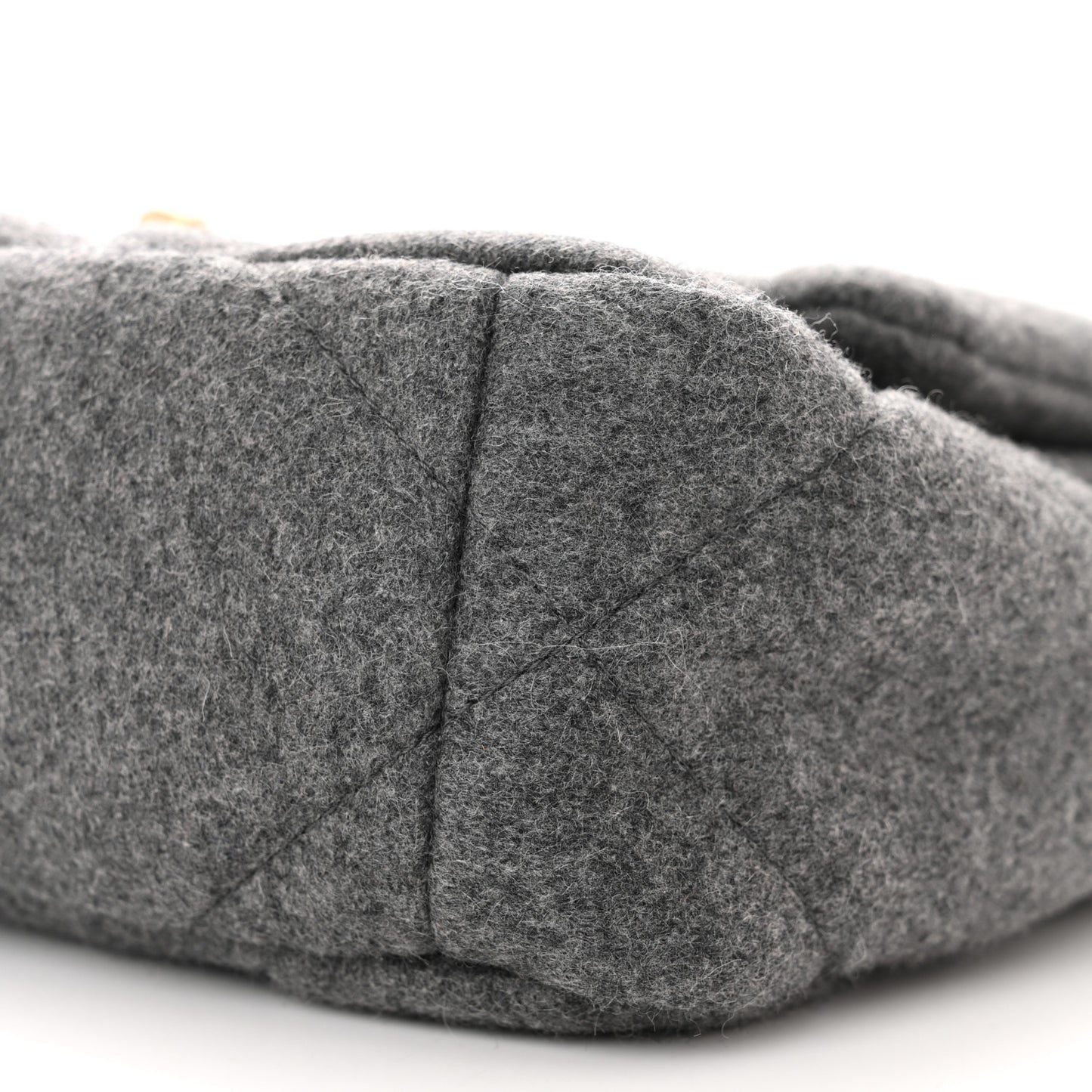 Wool Quilted Large Chanel 19 Flap Grey