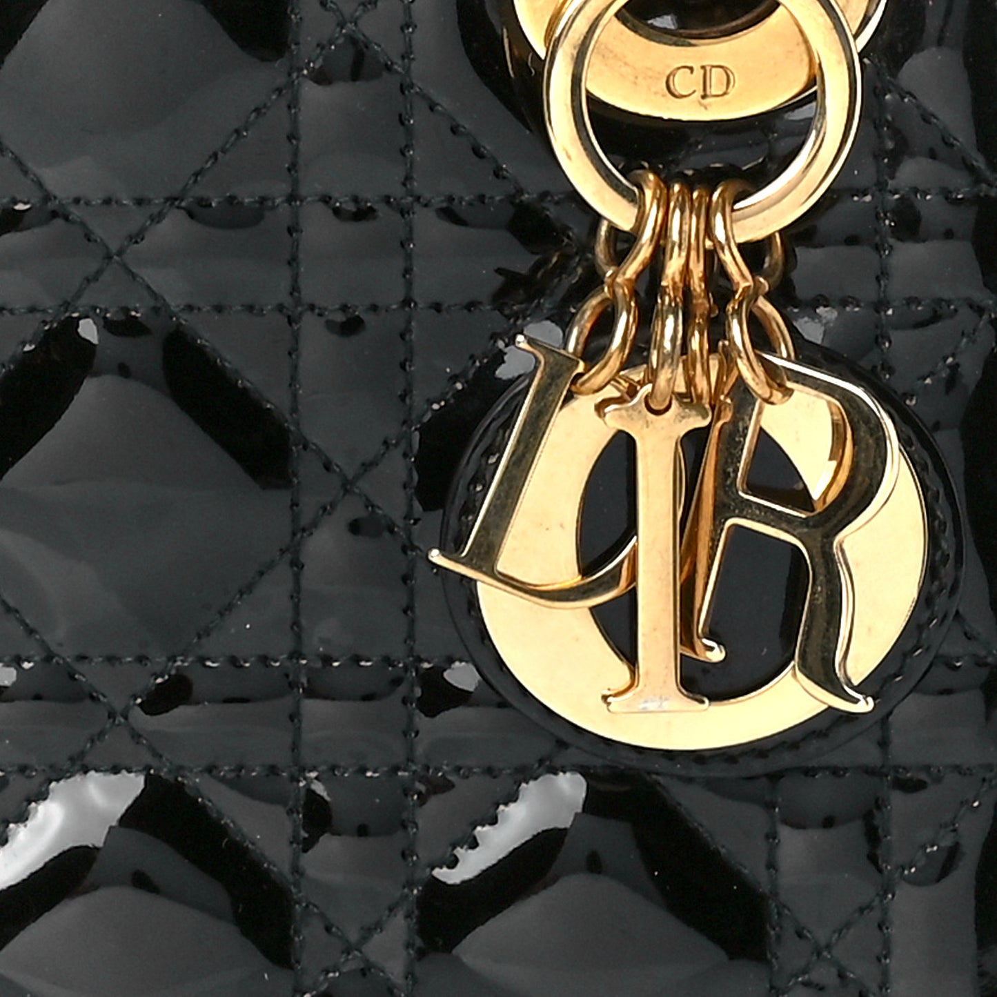 Patent Cannage Mini Lady Dior Black