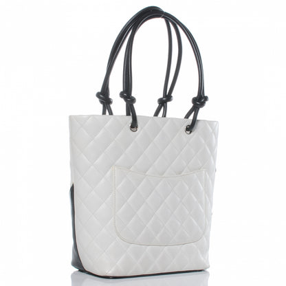 Chanel Calfskin Quilted Medium Cambon Tote White Black 3 of 7