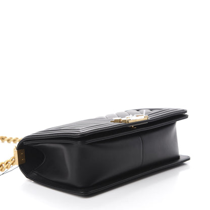 Chanel Calfskin Chevron Quilted Medium Boy Flap Black 4 of 12