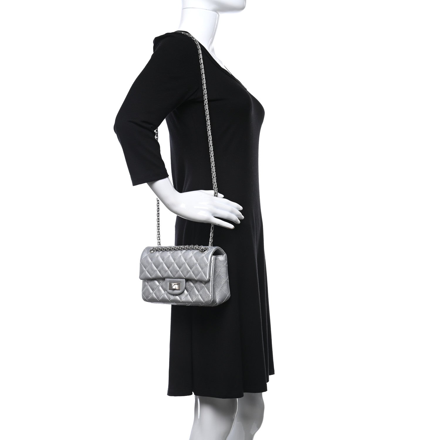 Chanel Metallic Grained Calfskin Quilted 2.55 Reissue Mini Flap Silver 2 of 12