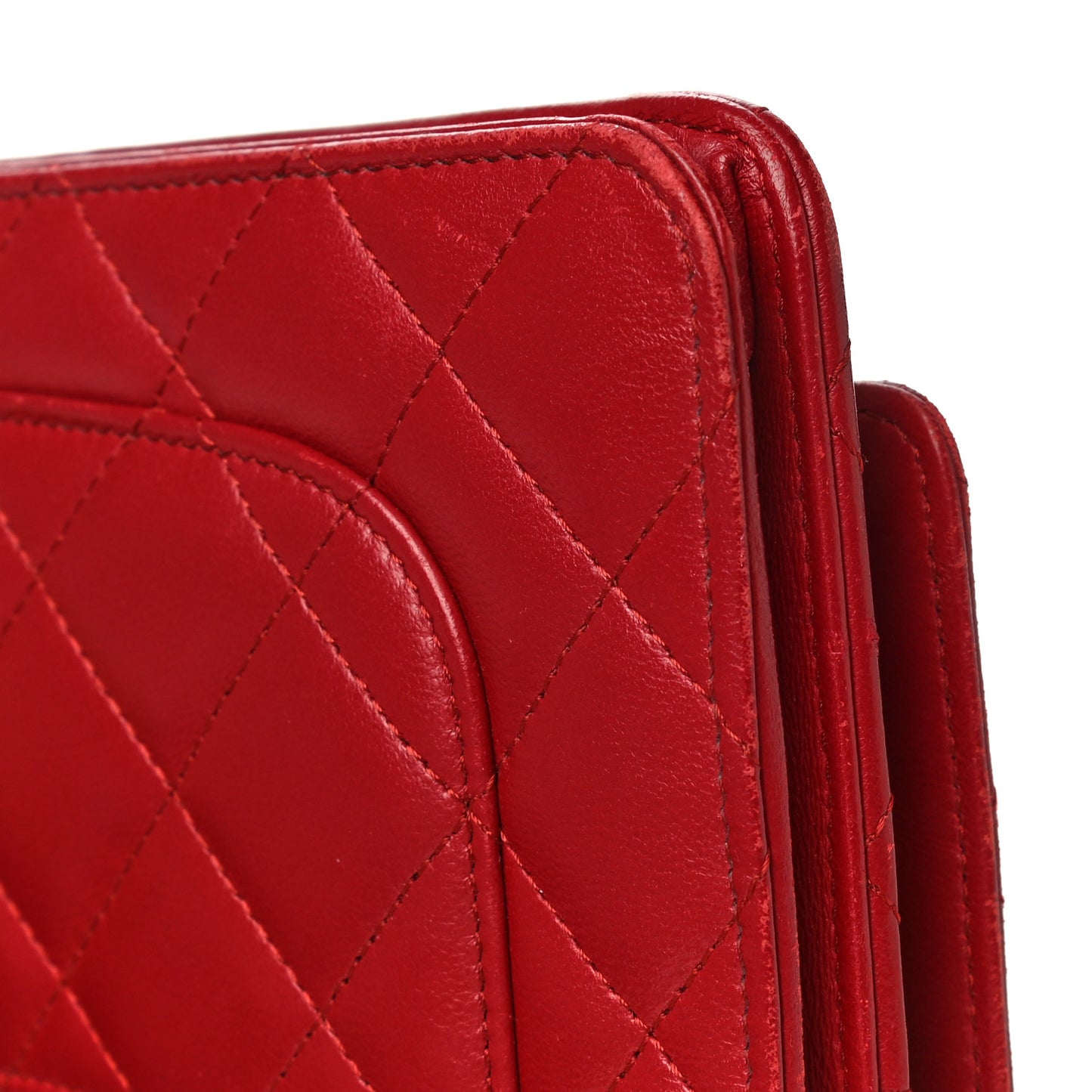 Lambskin Quilted Wallet on Chain WOC Red