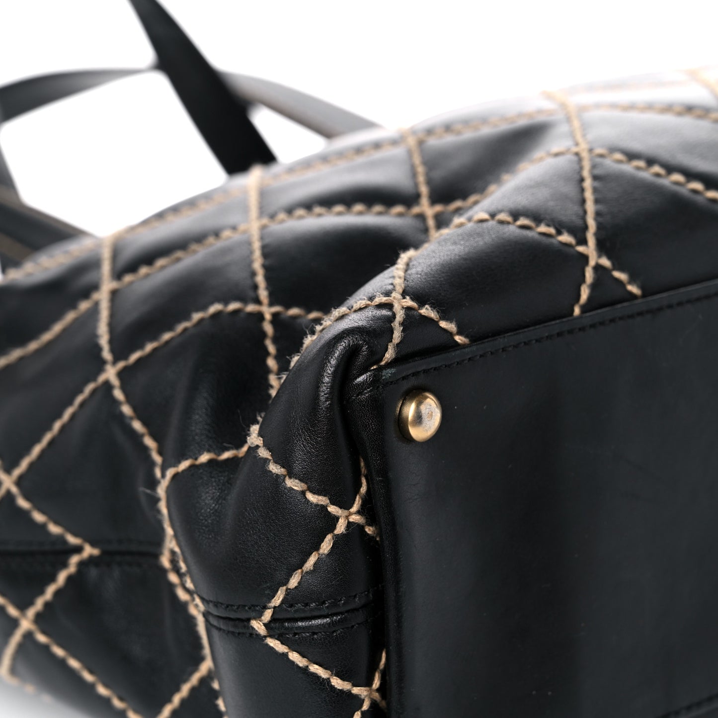 Calfskin Wild Stitch Large Tote Black