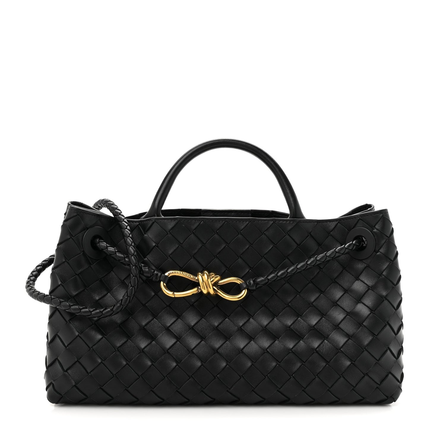 Nappa Intrecciato Small East West Andiamo Shoulder Bag Black