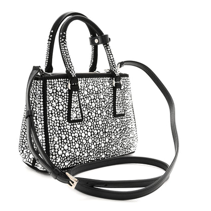 Prada Satin Crystal Mini Galleria Double Zip Tote Metal 3 of 10