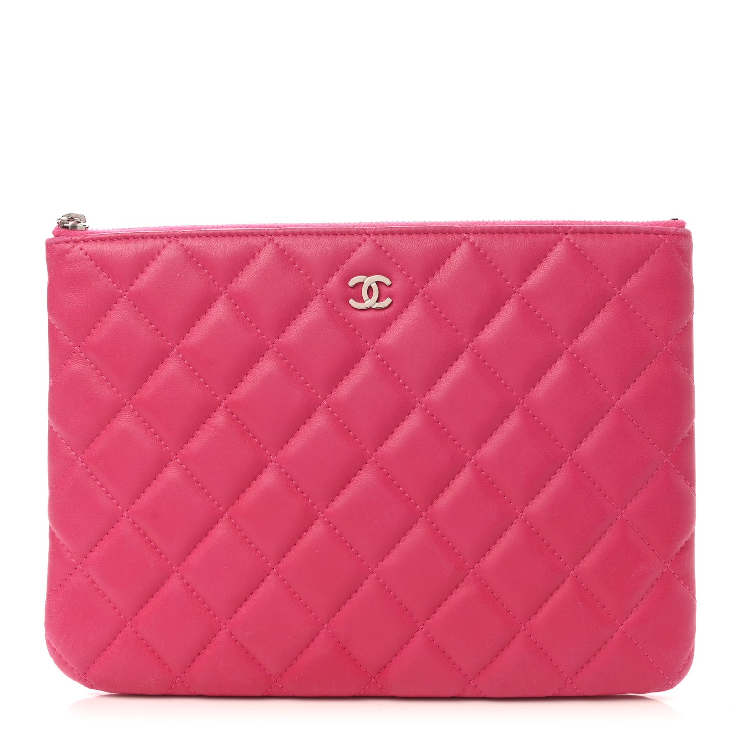 Lambskin Quilted Medium Cosmetic Case Pink