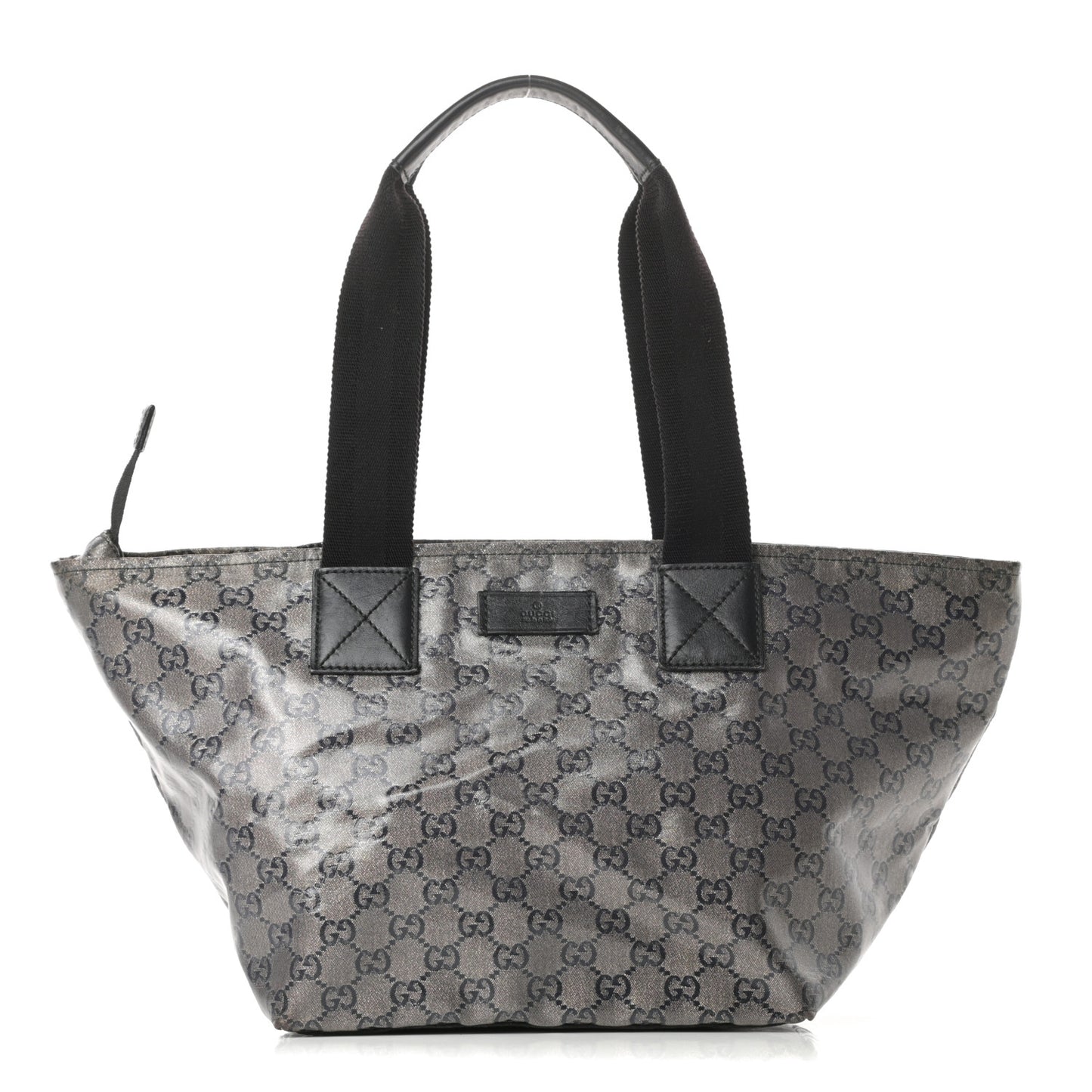 Crystal Monogram Medium Web Handle Bucket Tote Black