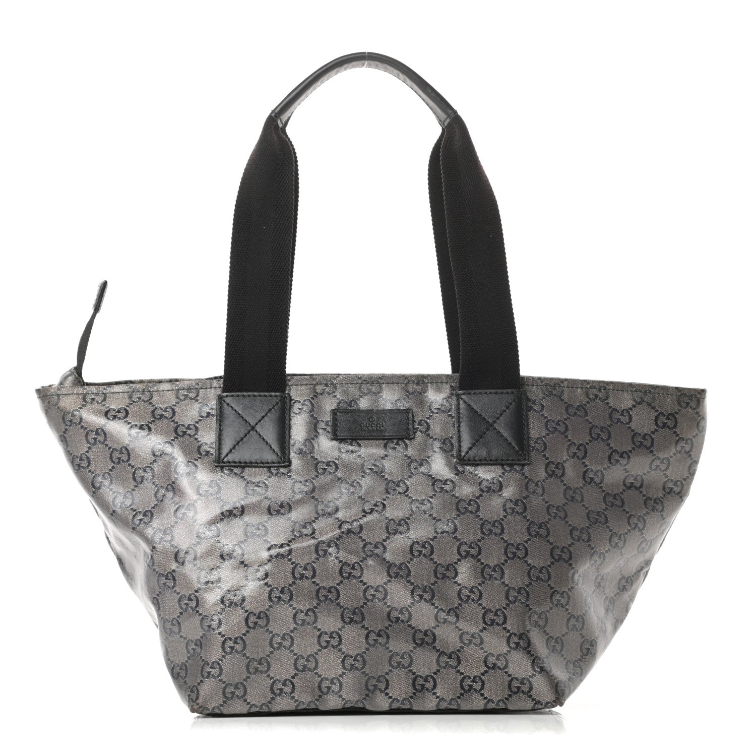 Gucci Crystal Monogram Medium Web Handle Bucket Tote Black 1 of 12
