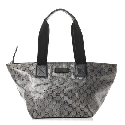 Gucci Crystal Monogram Medium Web Handle Bucket Tote Black 1 of 12