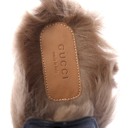 Gucci Patent Fur Womens Princetown Slippers 36 Black Natural 8 of 10